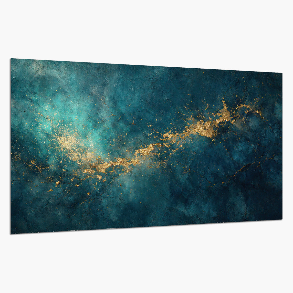 Deep teal clouds with sweeping gold-colored accents single poster print on a white background