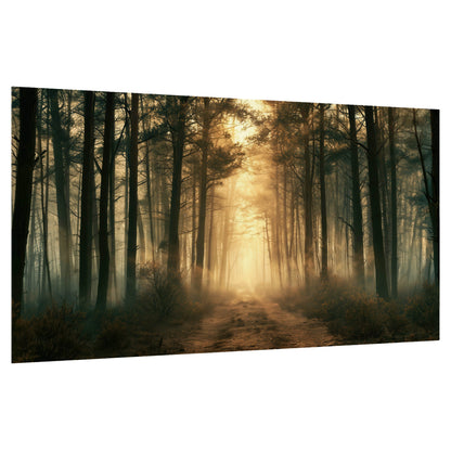 Golden forest path painting poster print on a white background