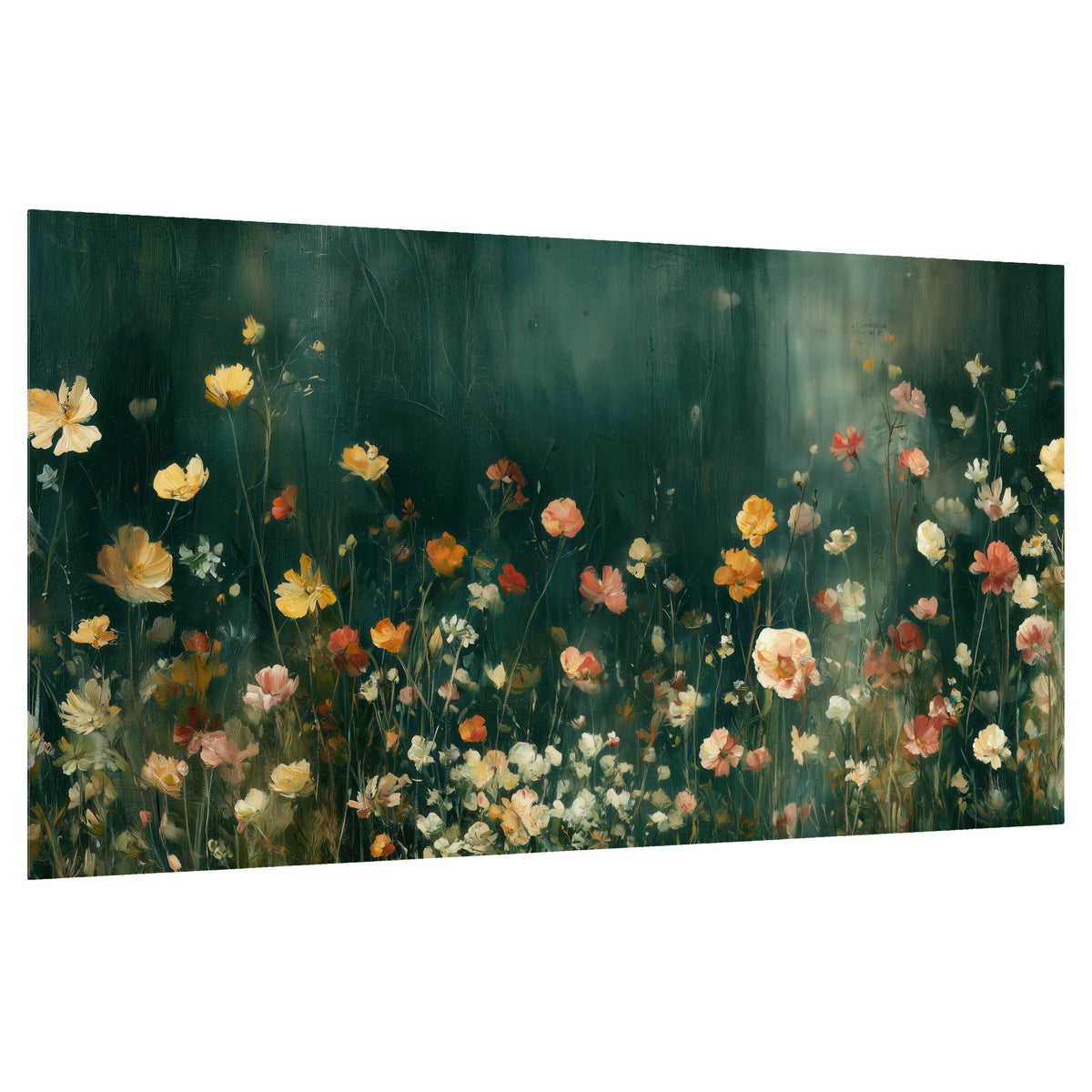 Moody wildflower garden painting poster print on a white background