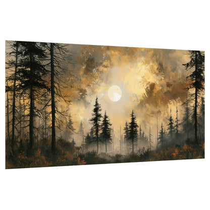 Moonlit pine forest painting poster print on a white background