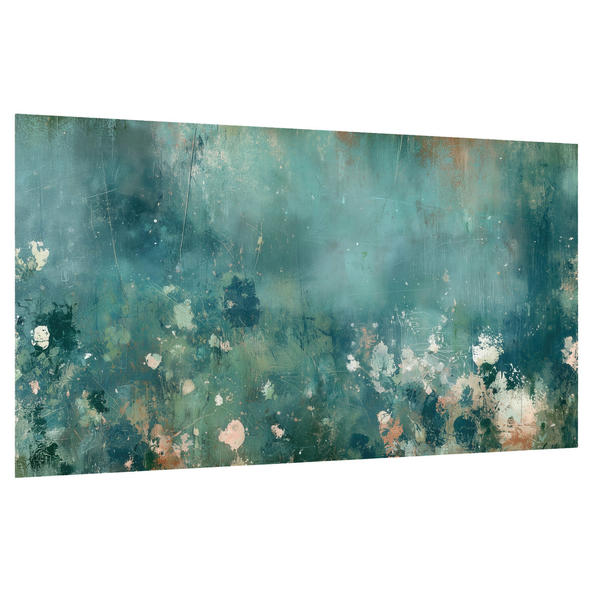 Teal abstract garden painting poster print on a white background