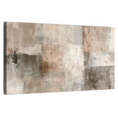Blush and taupe abstract painting stretched canvas wall art on a white background