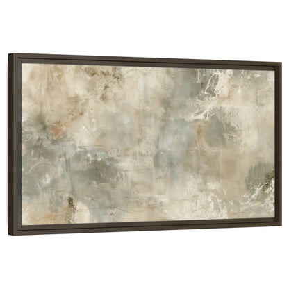 Neutral marble abstract painting framed canvas wall art on a white background
