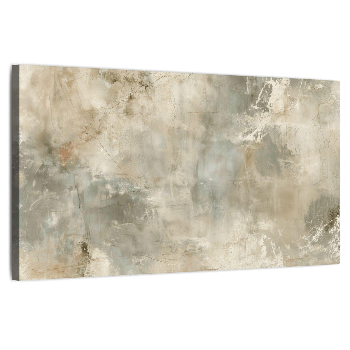 Neutral marble abstract painting stretched canvas wall art on a white background