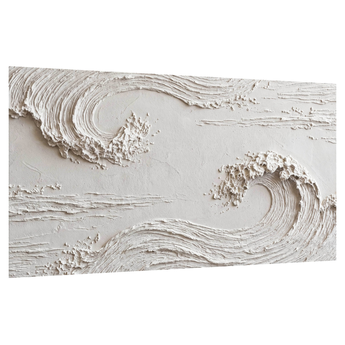 White plaster wave art poster print on a white background