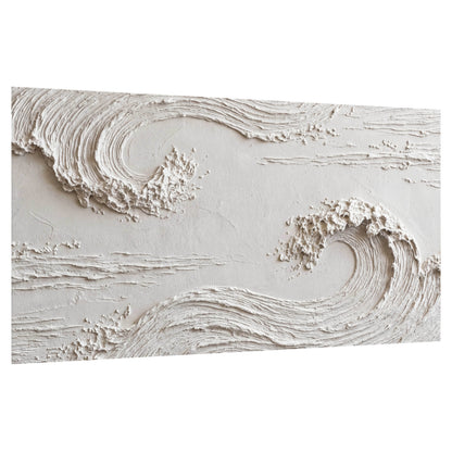 White plaster wave art poster print on a white background