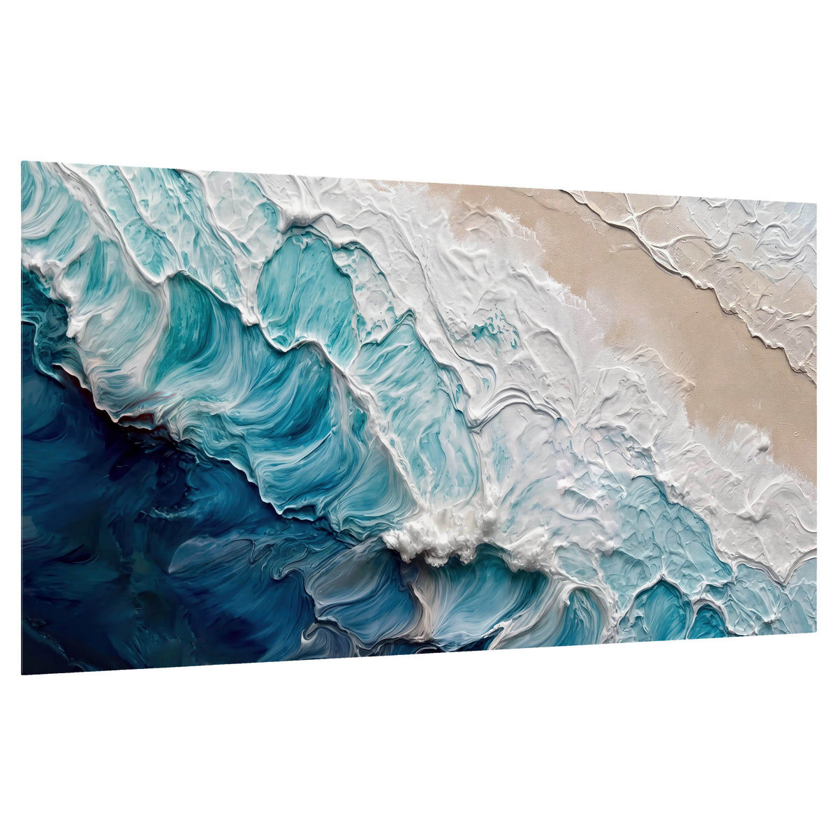 Turquoise ocean wave painting poster print on a white background