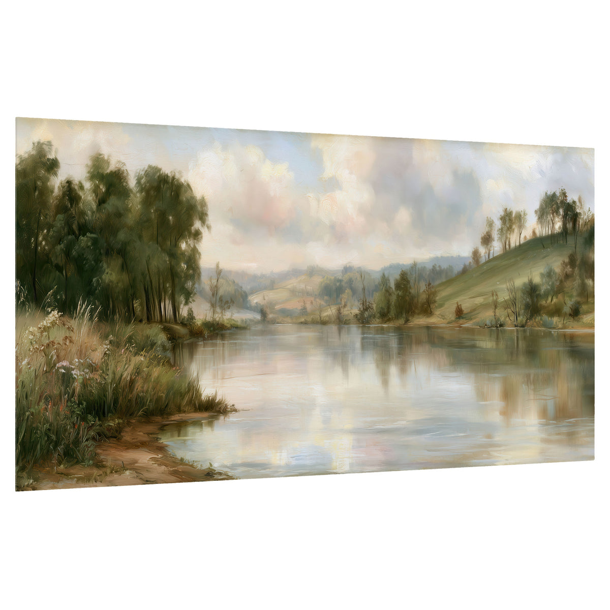 Pastel river valley painting poster print on a white background