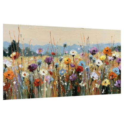 Colorful wildflower meadow painting poster print on a white background