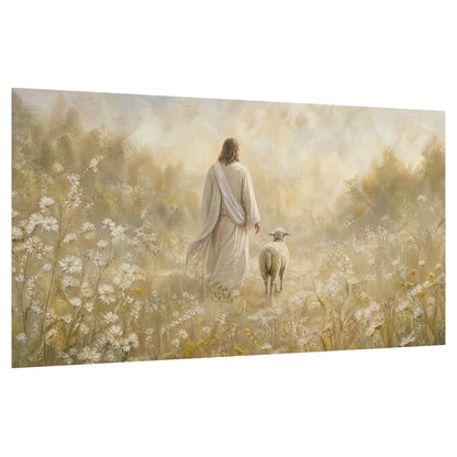 Jesus and the lamb painting poster print on a white background