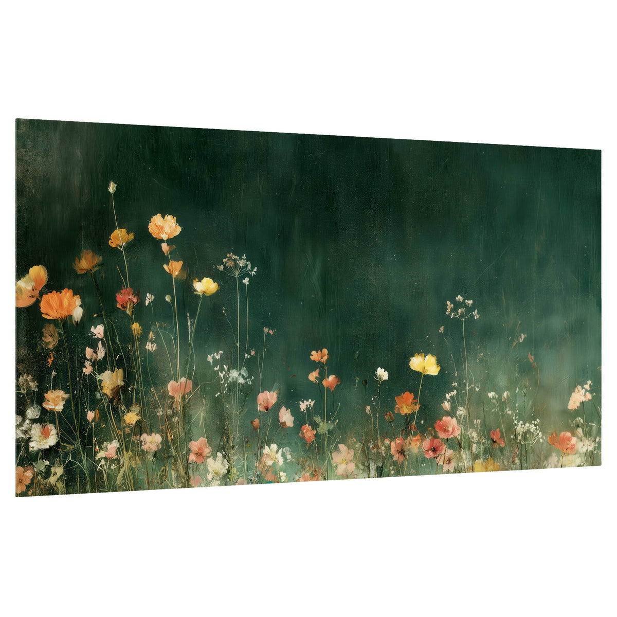 Dark green wildflower painting poster print on a white background