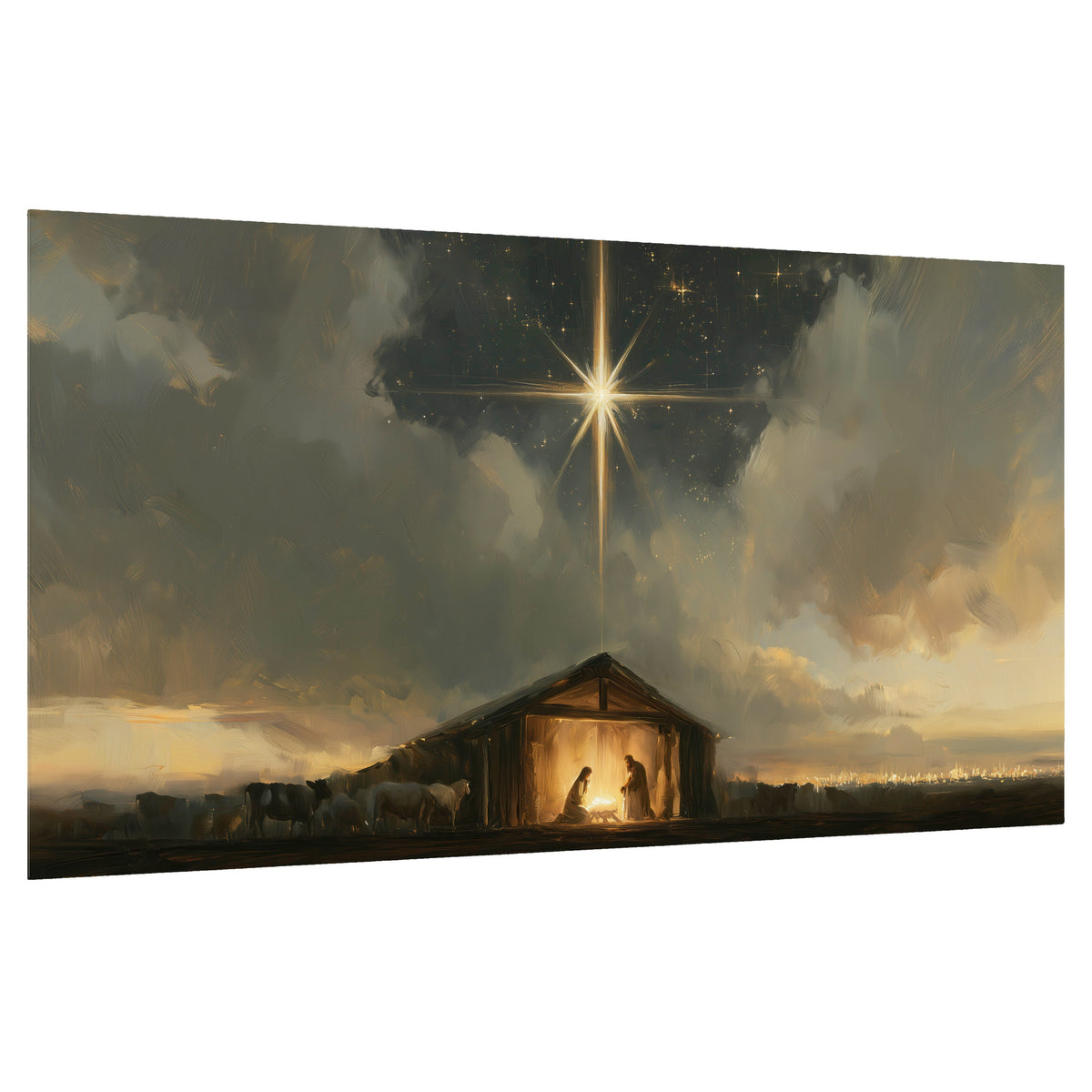 Nativity star of Bethlehem painting poster print on a white background