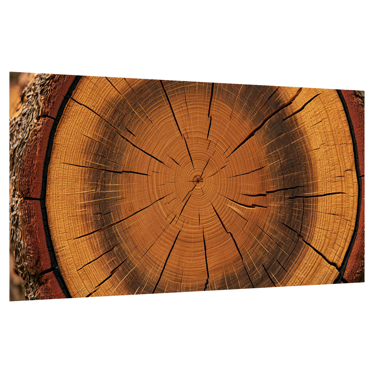 Tree ring wood slice art poster print on a white background