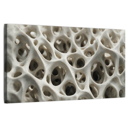 White organic texture abstract stretched canvas wall art on a white background