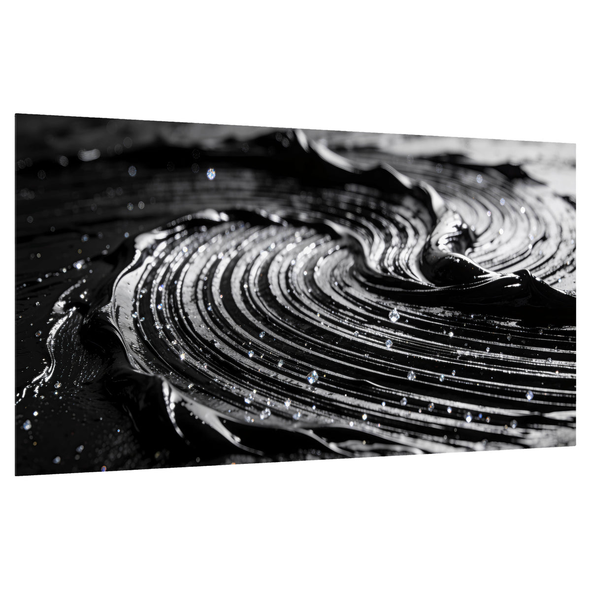 Black and silver swirl abstract painting poster print on a white background