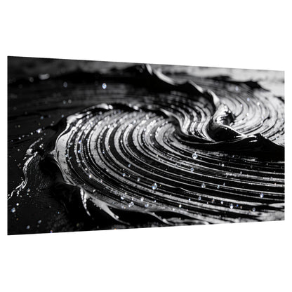 Black and silver swirl abstract painting poster print on a white background
