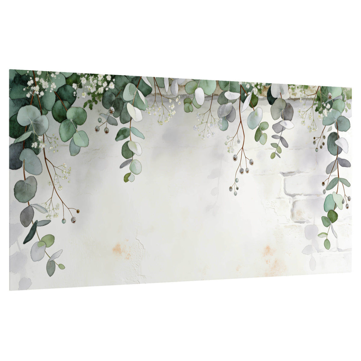 Watercolor eucalyptus greenery painting poster print on a white background