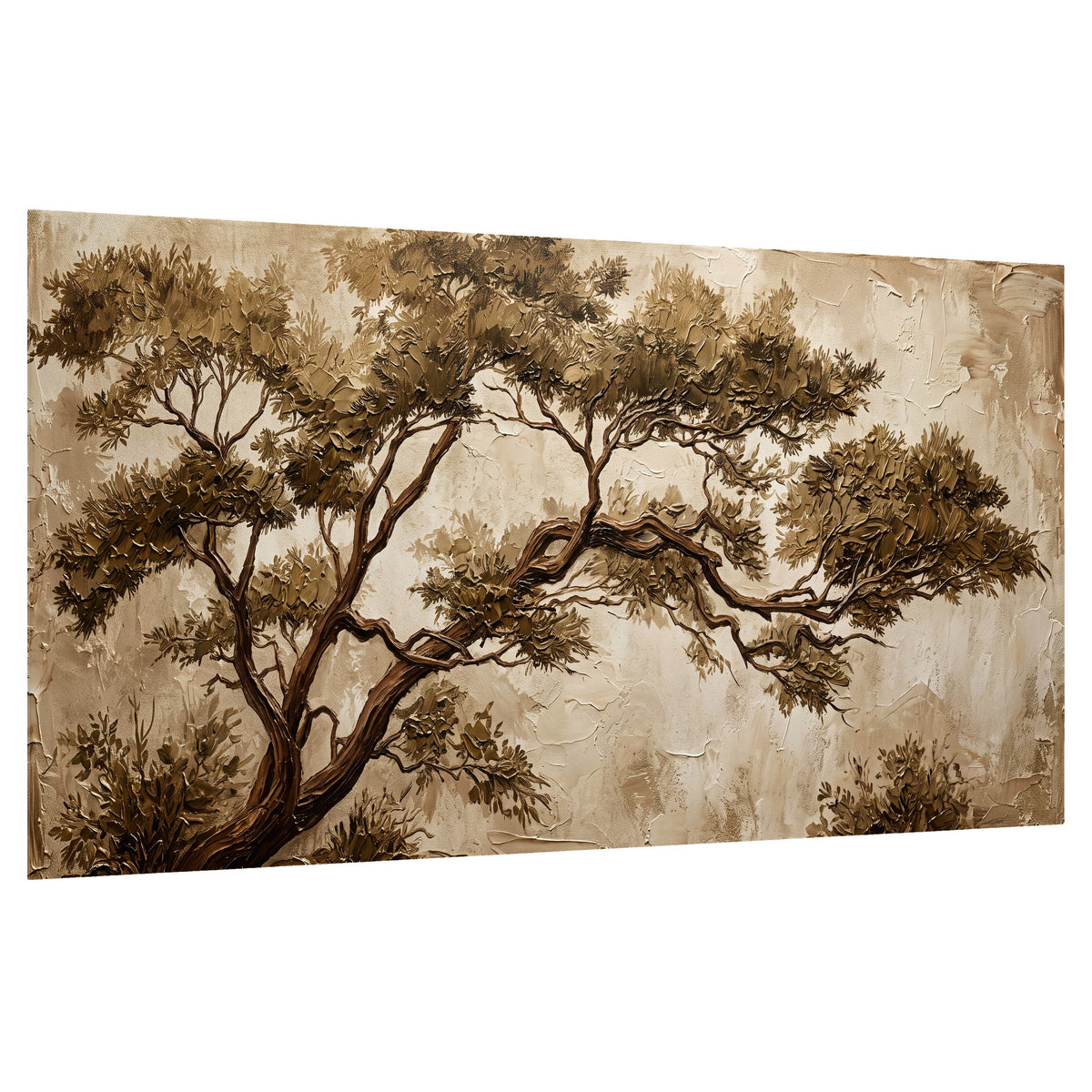 Sepia tree textured painting poster print on a white background