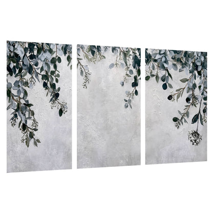 Eucalyptus leaves painting set of 3 poster prints on a white background