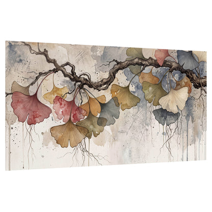 Ginkgo leaves watercolor painting poster print on a white background