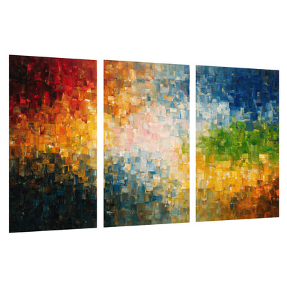 Colorful mosaic abstract painting set of 3 poster prints on a white background