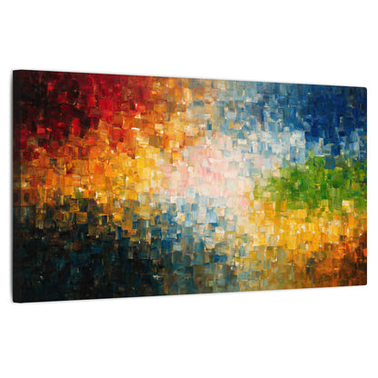 Colorful mosaic abstract painting stretched canvas wall art on a white background