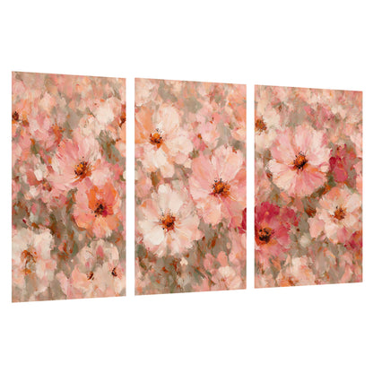 Blush pink flowers painting set of 3 poster prints on a white background