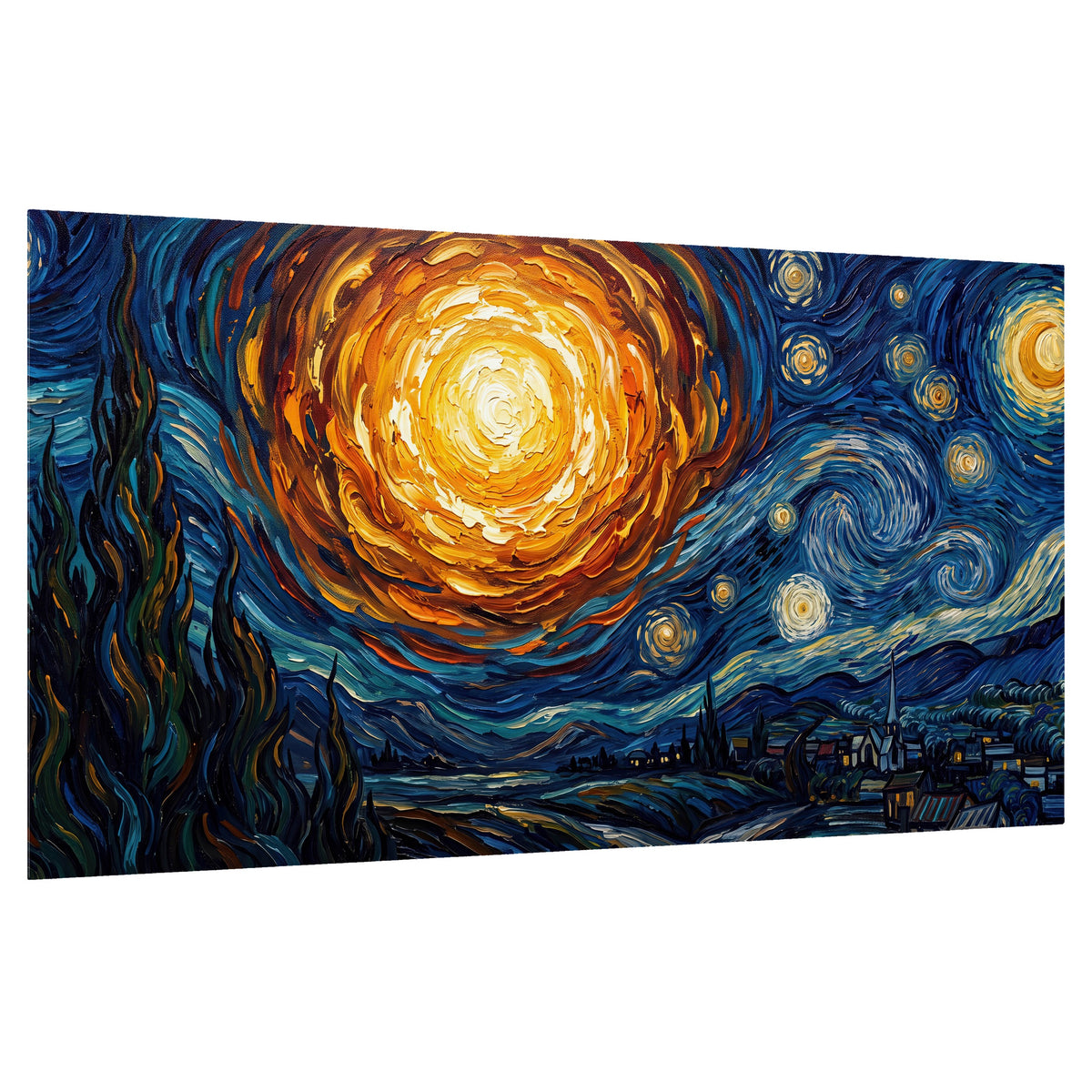 Starry night sky painting poster print on a white background