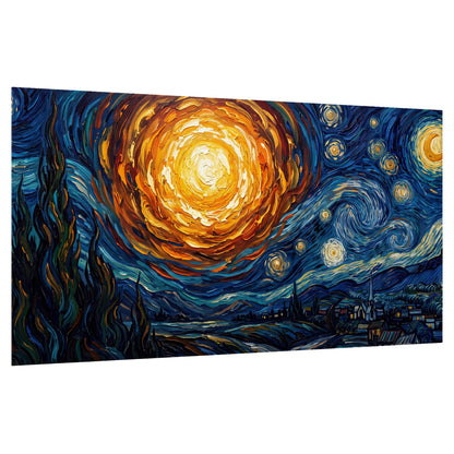 Starry night sky painting poster print on a white background