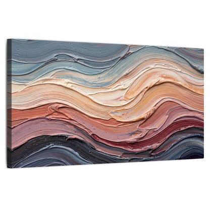 Pastel waves textured abstract painting stretched canvas wall art on a white background