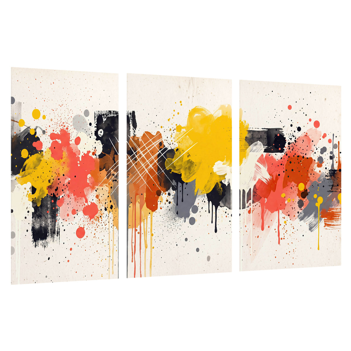 Paint splash abstract painting set of 3 poster prints on a white background