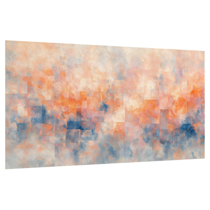 Peach and blue abstract painting poster print on a white background