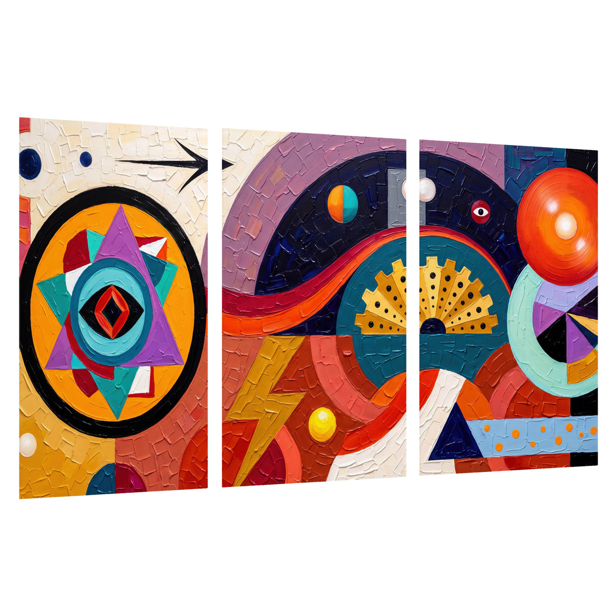 Bold boho geometric painting set of 3 poster prints on a white background