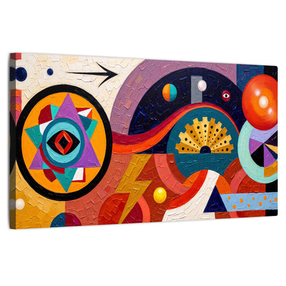 Bold boho geometric painting stretched canvas wall art on a white background
