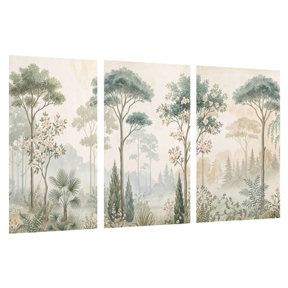 Vintage chinoiserie forest painting set of 3 poster prints on a white background