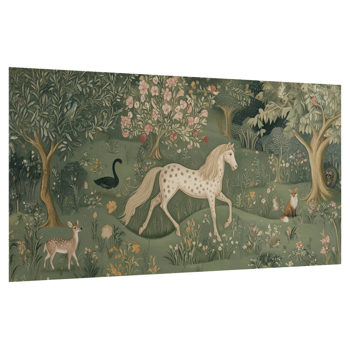 Enchanted woodland tapestry painting poster print on a white background