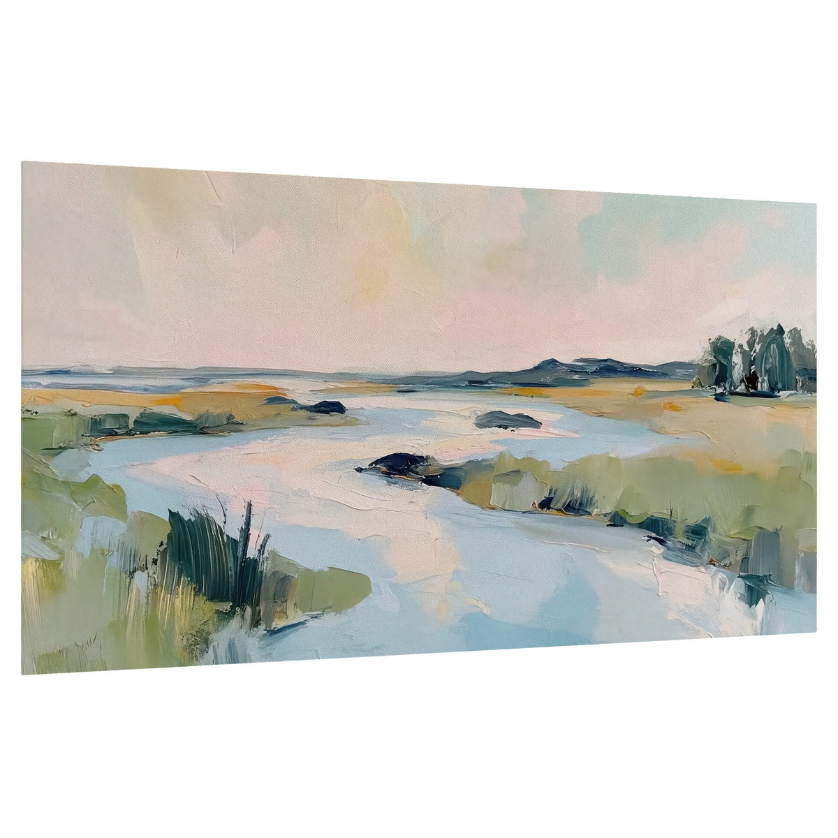 Pastel marsh river painting poster print on a white background