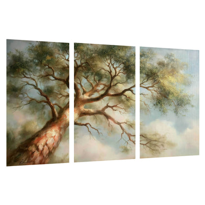 Majestic tree canopy painting set of 3 poster prints on a white background