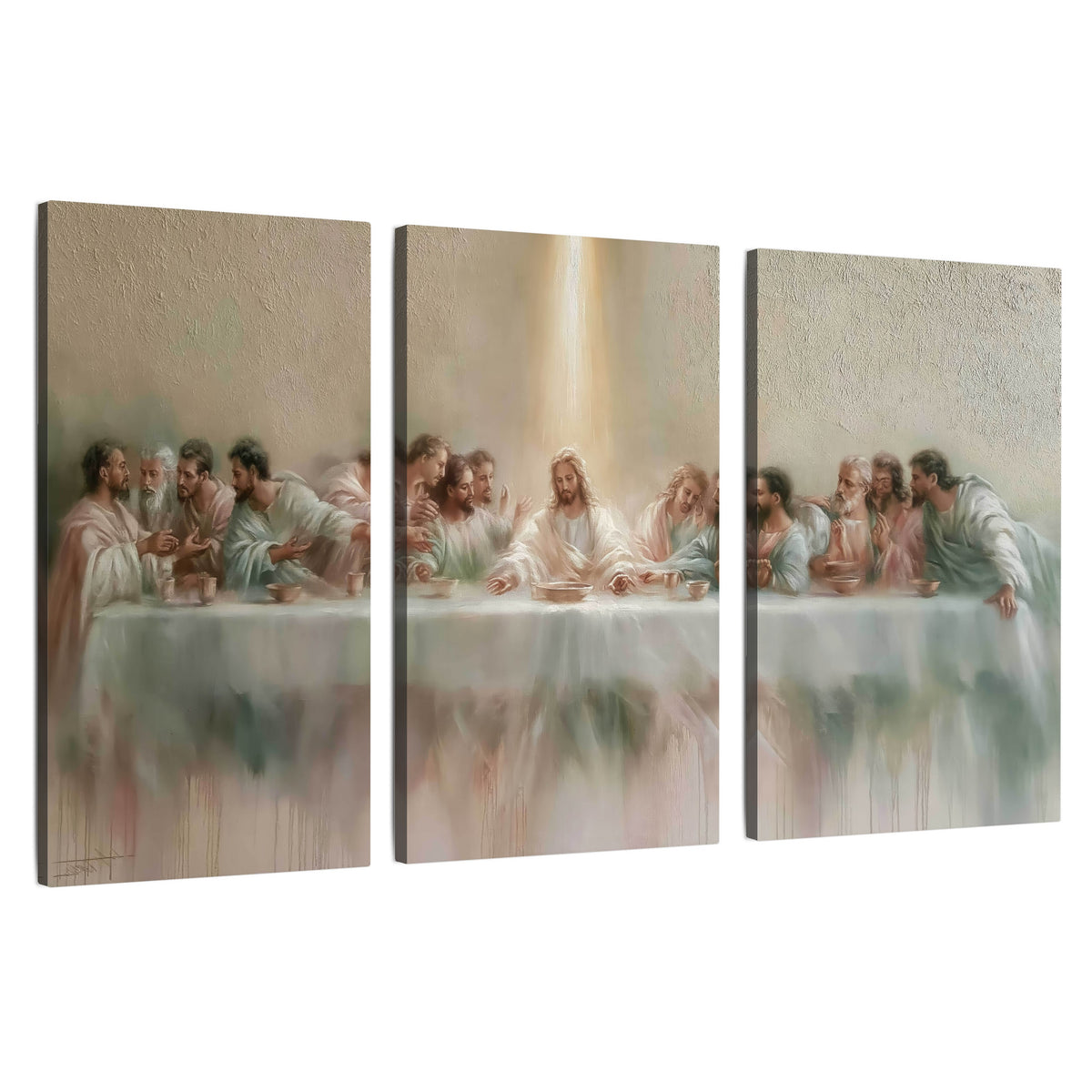 The Last Supper painting 3 piece canvas wall art set on a white background