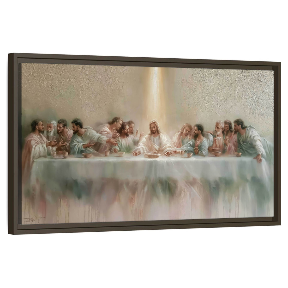 The Last Supper painting framed canvas wall art on a white background
