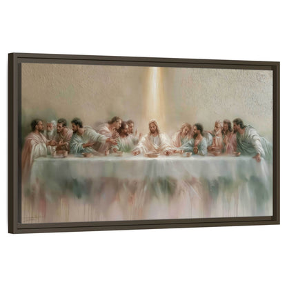 The Last Supper painting framed canvas wall art on a white background