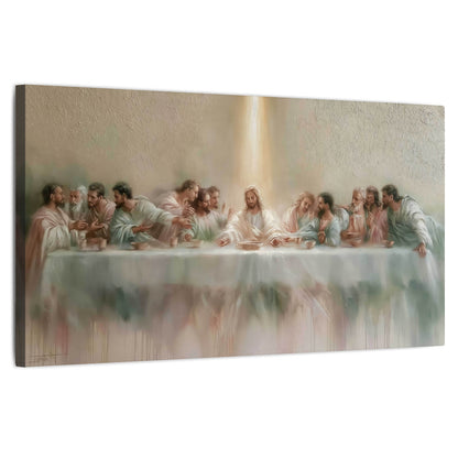 The Last Supper painting stretched canvas wall art on a white background