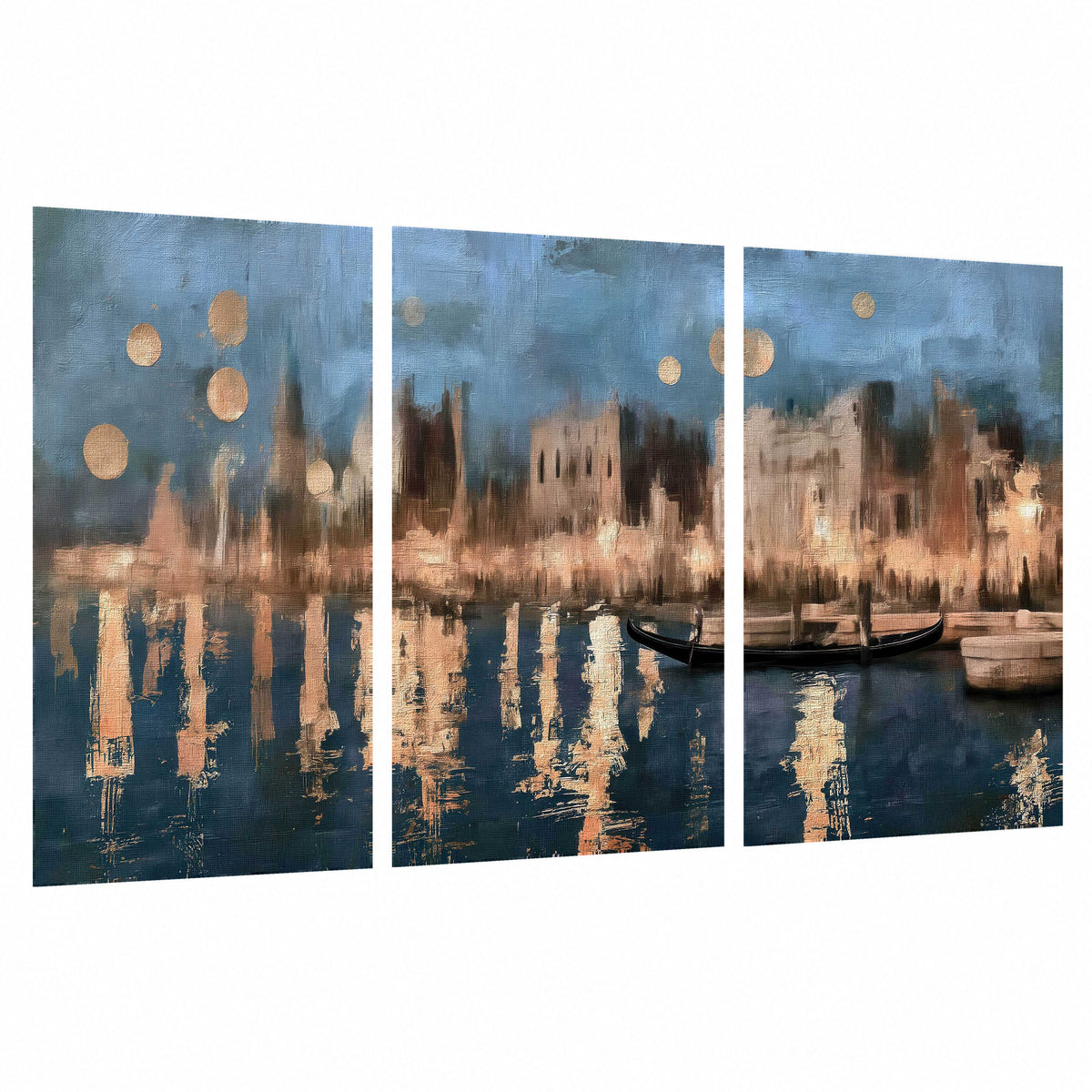 Venice twilight painting set of 3 poster prints on a white background