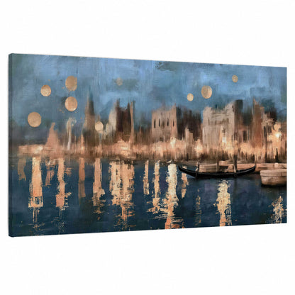 Venice twilight painting stretched canvas wall art on a white background