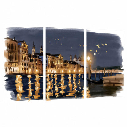 Venice night painting set of 3 poster prints on a white background