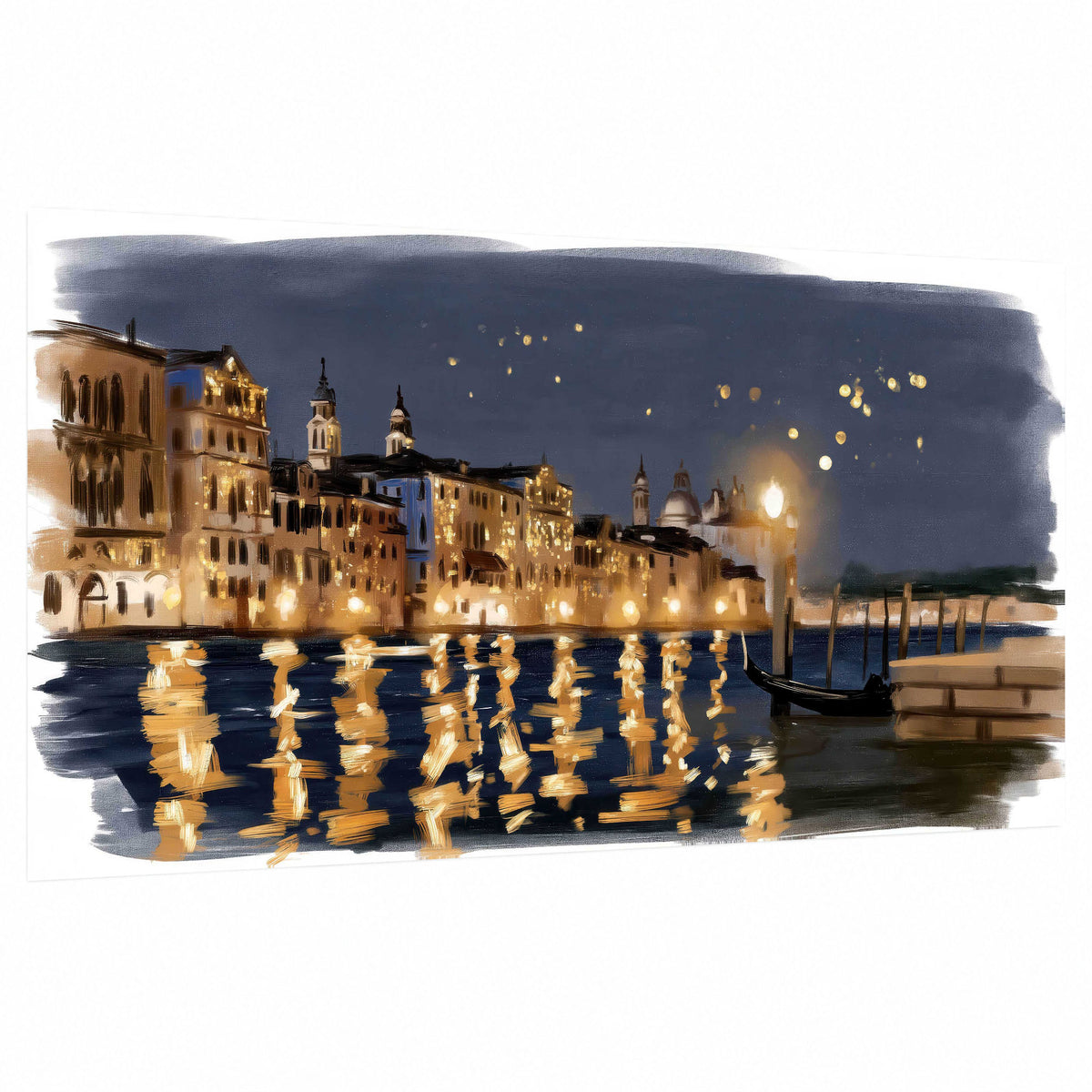 Venice night painting poster print on a white background
