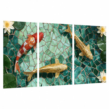 Koi fish mosaic set of 3 poster prints on a white background