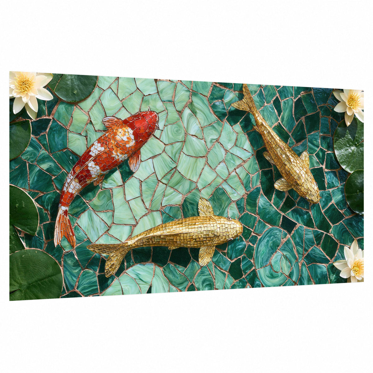 Koi fish mosaic poster print on a white background