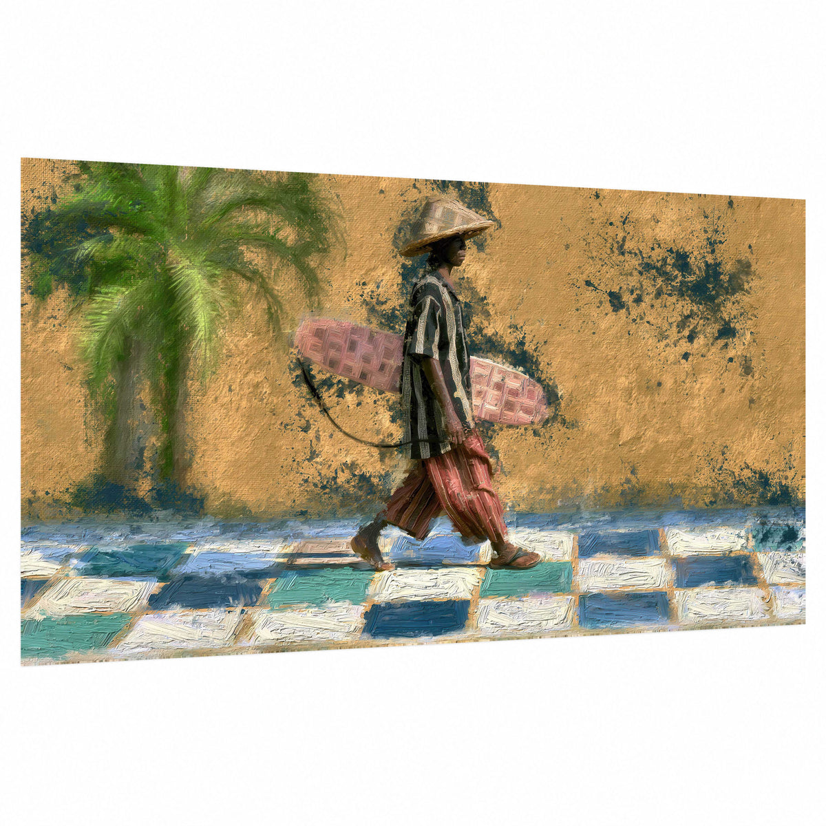 Surfer street painting poster print on a white background