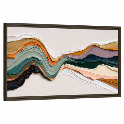 Textured abstract waves painting framed canvas wall art on a white background